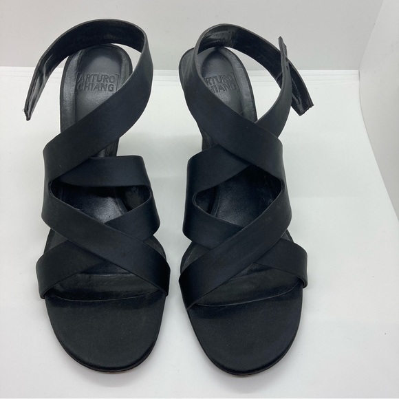 Arturo Chiang Shoes - ARTURO CHIANG MANDY BLACK SATIN CROSS STRAP—SIZE 8.5!
